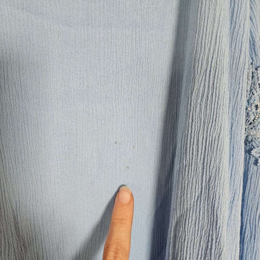 Fashion on Earth Blue Cold Shoulder Mini Dress - Women's S - Lace, Boho, Bell - Picture 9 of 10